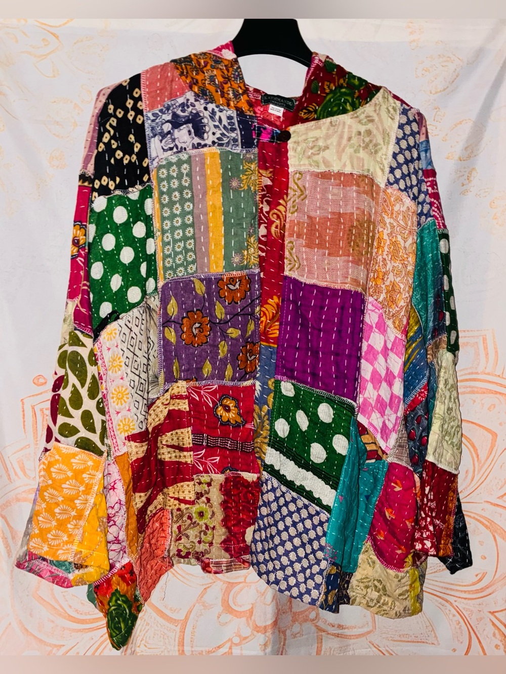 Kathmandu Multicolor Kantha Red & Orange Patchwork Cotton Jacket